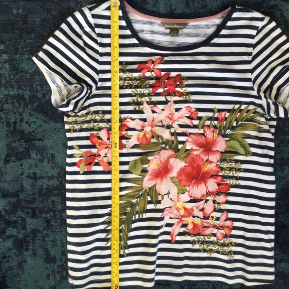 Tommy Bahama T-shirt Small Striped Orchids Floral Cotton Modal - Picture 8 of 12